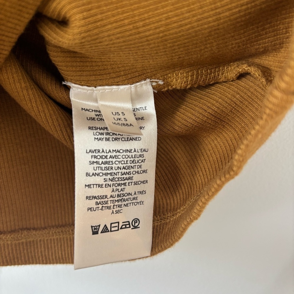 Maeve Anthropologie Meadow Rue  Mustard Ribbon Tied Puff-Sleeved V Neck Blouse S - Picture 7 of 9